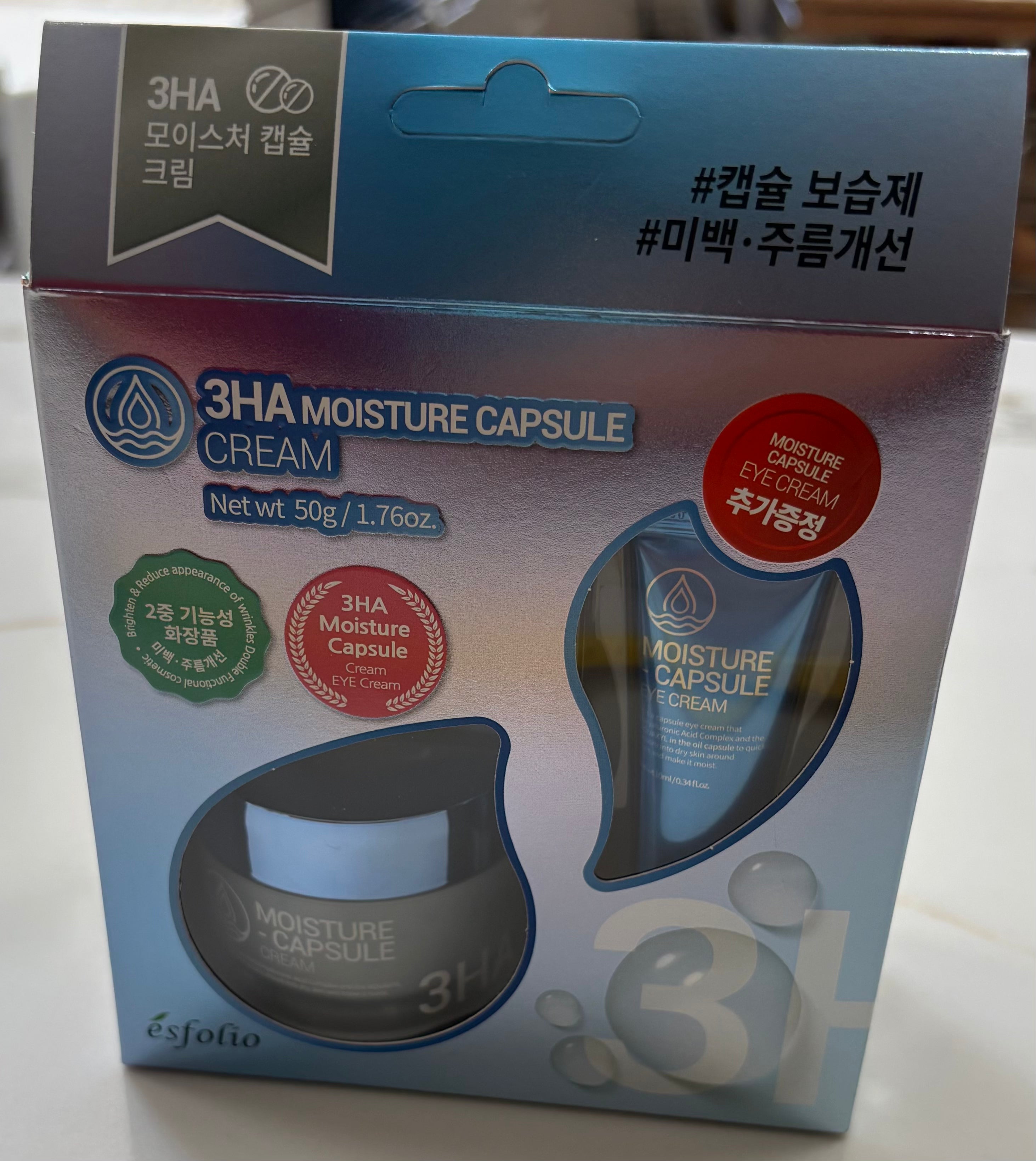 New Esfolio 3HA Moisture Capsule Cream 50g / 1.76 oz. with Moisture Capsule Eye Cream – Korean Skincare