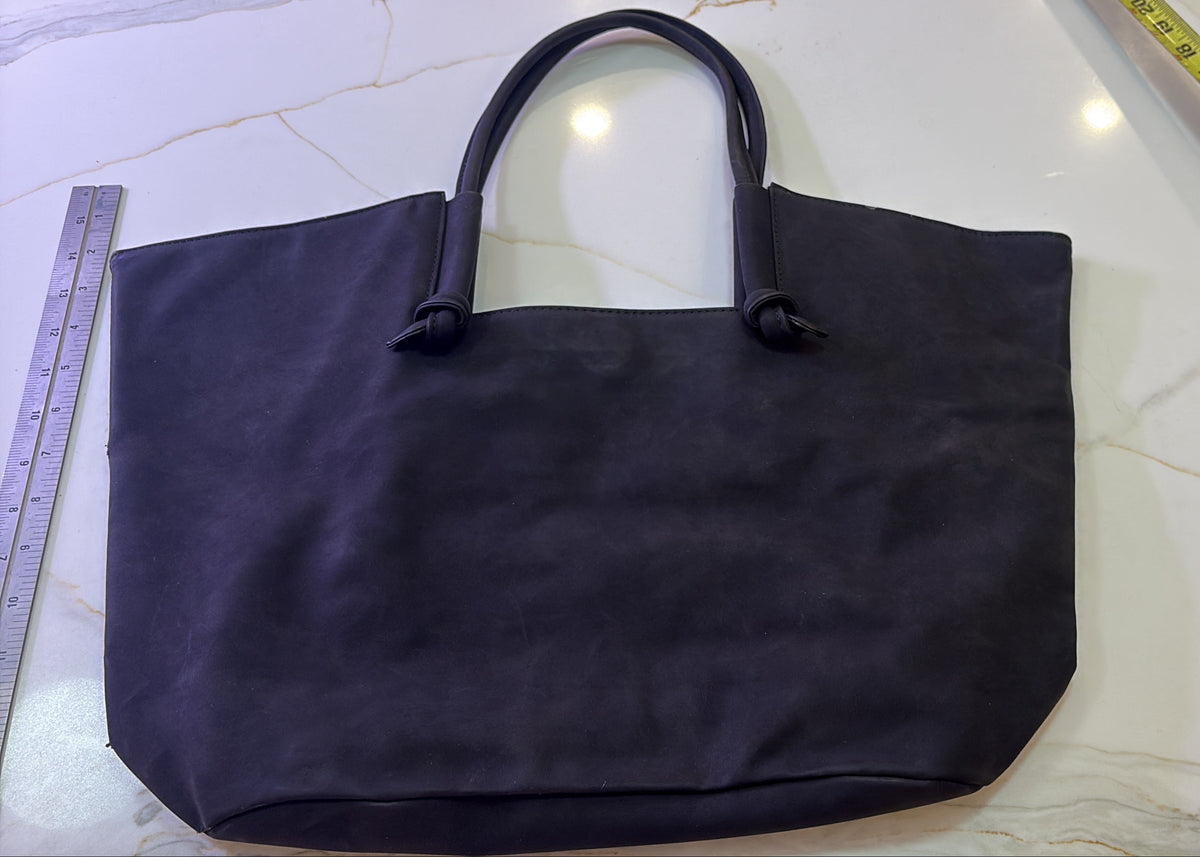 by Anthropologie Matte Black Slouchy Tote Bag with Detachable Pouch Set