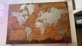 Industrial Rustic World Map Wall Art – Galvanized Metal & Distressed Wood, 36" x 24"