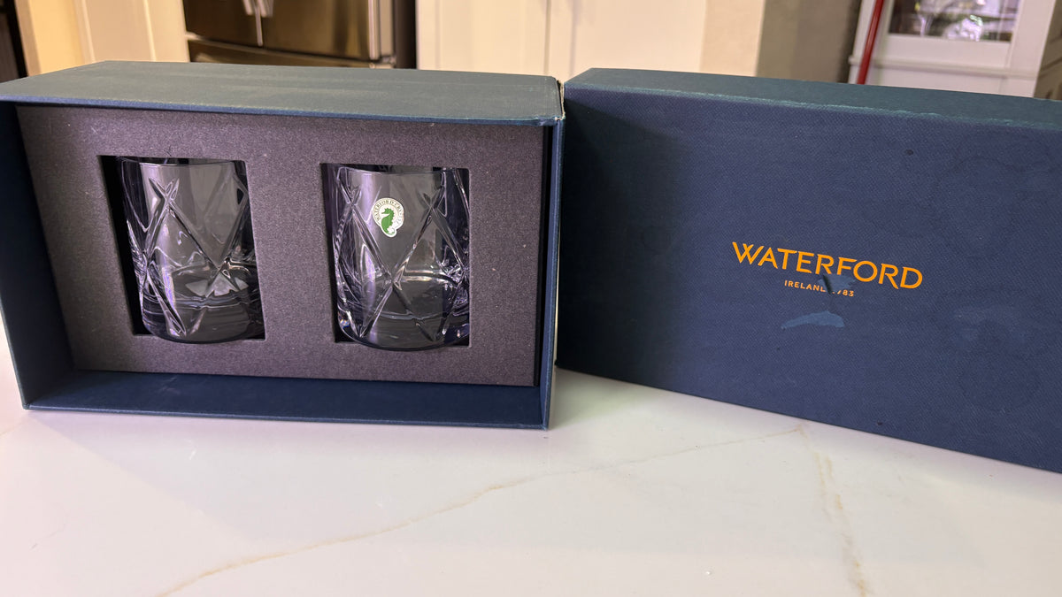 New Waterford Short Stories Olann Double Old Fashioned Crystal Tumblers | Set of 2 in Signature Box