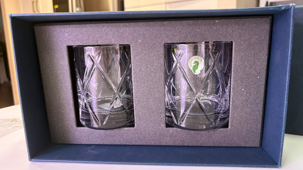 New Waterford Short Stories Olann Double Old Fashioned Crystal Tumblers | Set of 2 in Signature Box