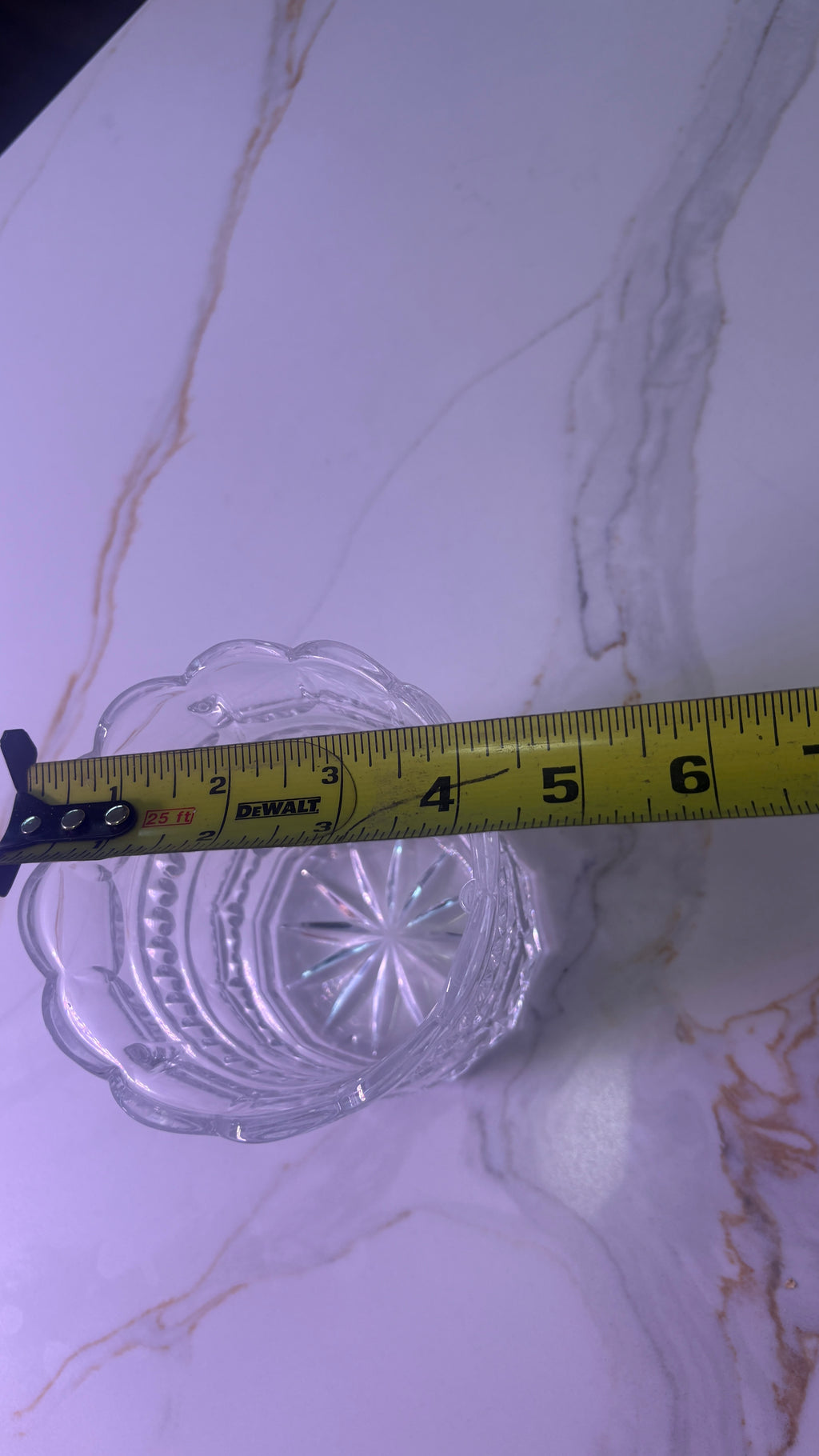 Vintage Clear EAPG Pressed Glass Vase - Scalloped Rim Daisy and Button Pattern - 6" Tall