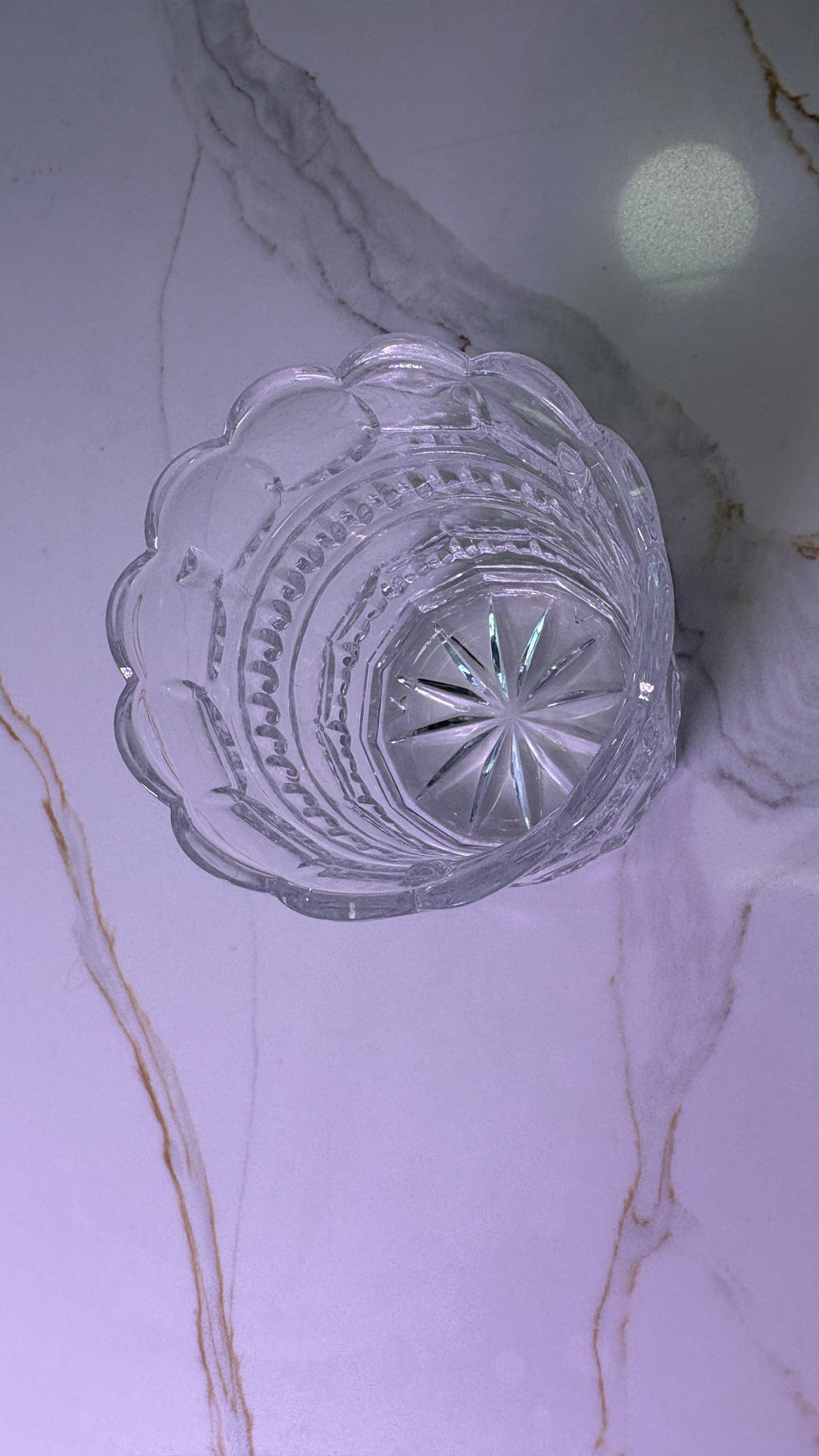 Vintage Clear EAPG Pressed Glass Vase - Scalloped Rim Daisy and Button Pattern - 6" Tall