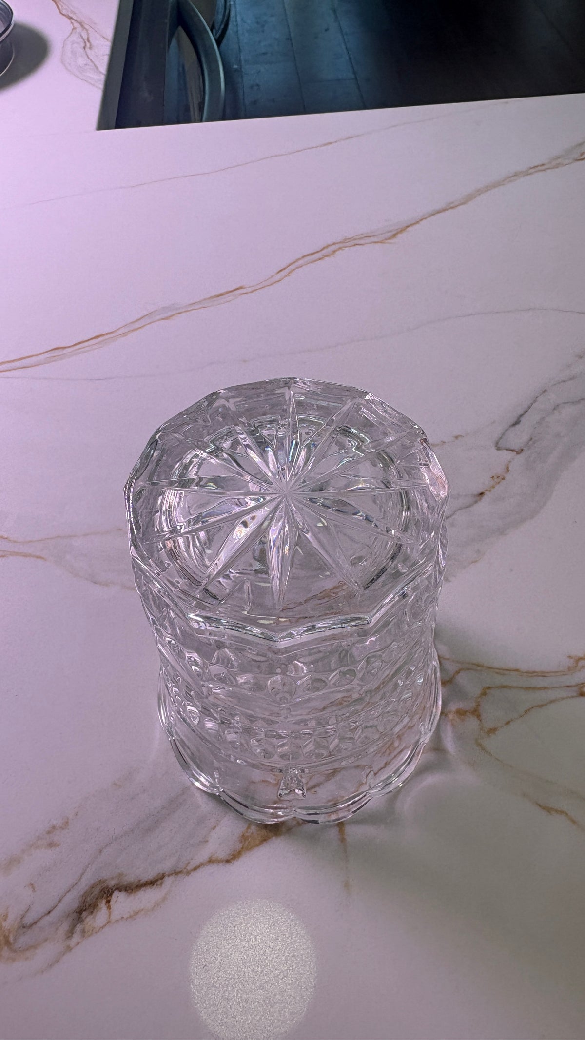 Vintage Clear EAPG Pressed Glass Vase - Scalloped Rim Daisy and Button Pattern - 6" Tall