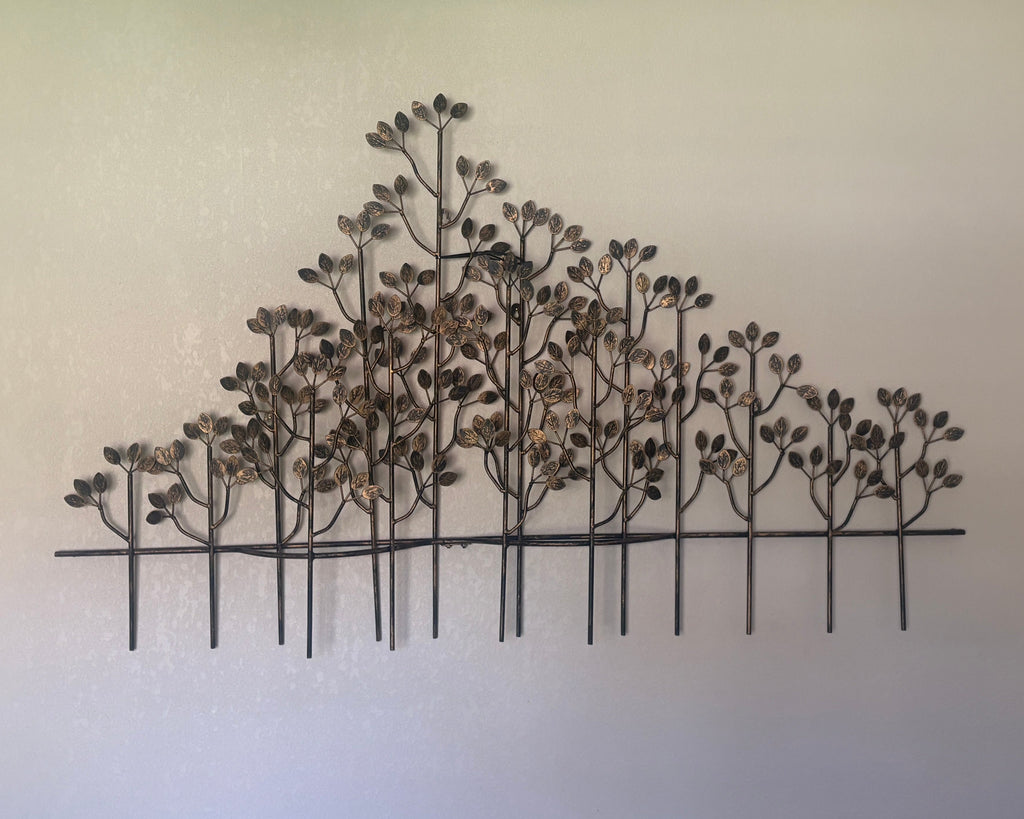 "The Elms" style created in 1973-1979 by Curtis Jeré  - Large 3D Metal Tree Branch Forest Wall Sculptures - Set of 3 Interlocking Panels