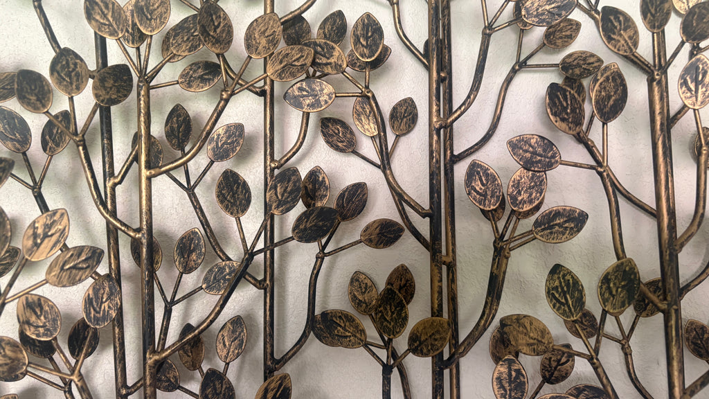 "The Elms" style created in 1973-1979 by Curtis Jeré  - Large 3D Metal Tree Branch Forest Wall Sculptures - Set of 3 Interlocking Panels