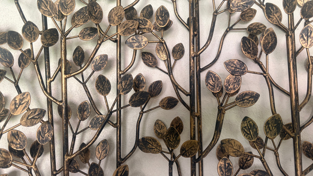 "The Elms" style created in 1973-1979 by Curtis Jeré  - Large 3D Metal Tree Branch Forest Wall Sculptures - Set of 3 Interlocking Panels