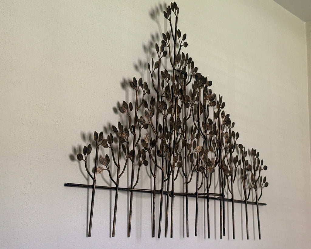 "The Elms" style created in 1973-1979 by Curtis Jeré  - Large 3D Metal Tree Branch Forest Wall Sculptures - Set of 3 Interlocking Panels