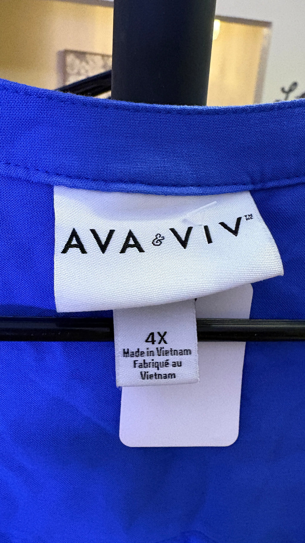 Ava & Viv Women's Royal Blue Roll-Tab Sleeve Henley Blouse - Plus Size 4X