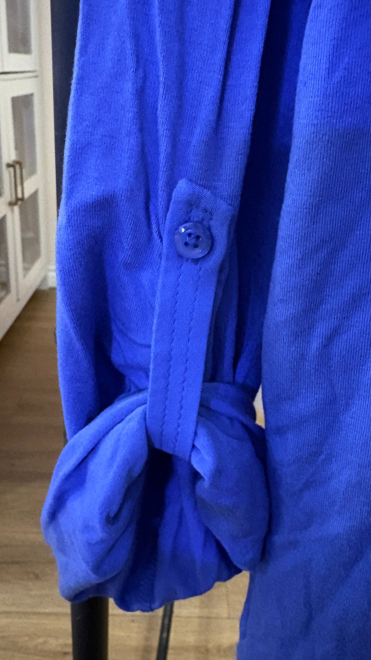 Ava & Viv Women's Royal Blue Roll-Tab Sleeve Henley Blouse - Plus Size 4X