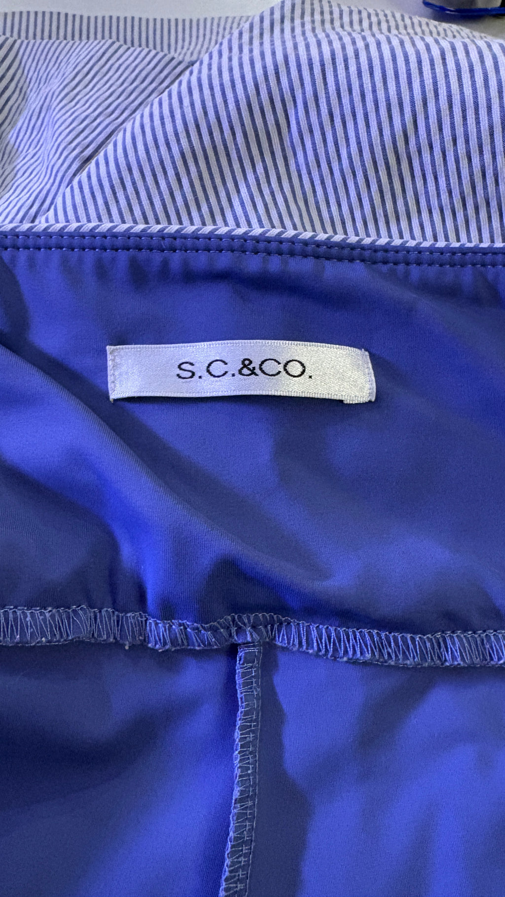 S.C. & CO. Sportswear Ladies' Blue & White Seersucker Pinstripe Pull-On Tummy Control Skort - Size XXL