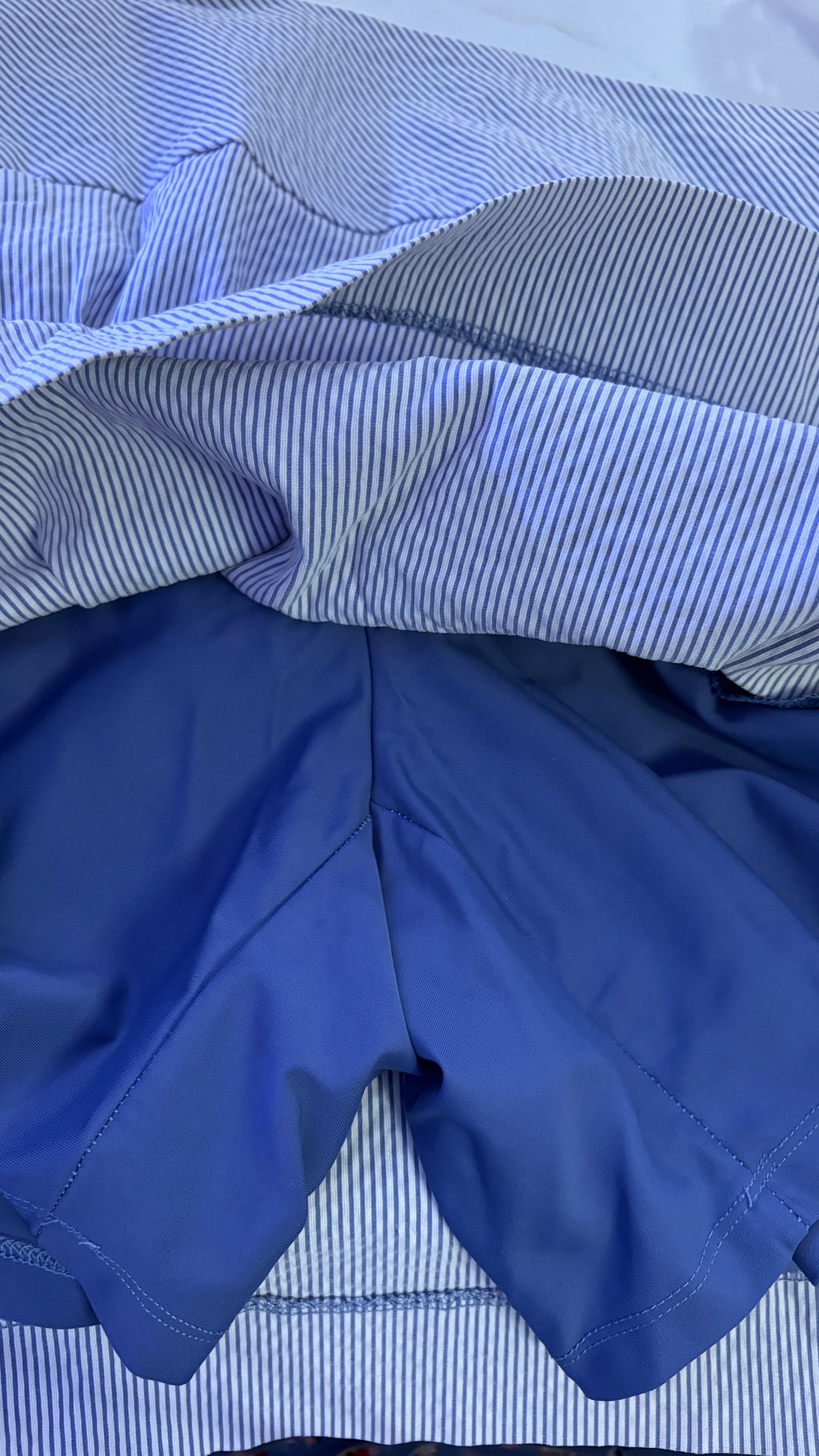 S.C. & CO. Sportswear Ladies' Blue & White Seersucker Pinstripe Pull-On Tummy Control Skort - Size XXL