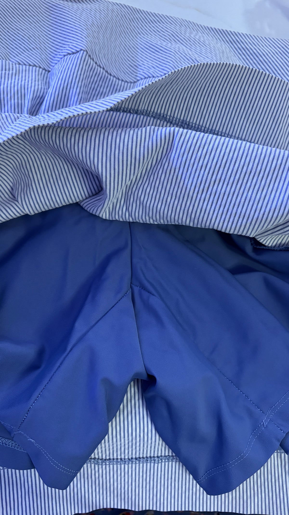 S.C. & CO. Sportswear Ladies' Blue & White Seersucker Pinstripe Pull-On Tummy Control Skort - Size XXL