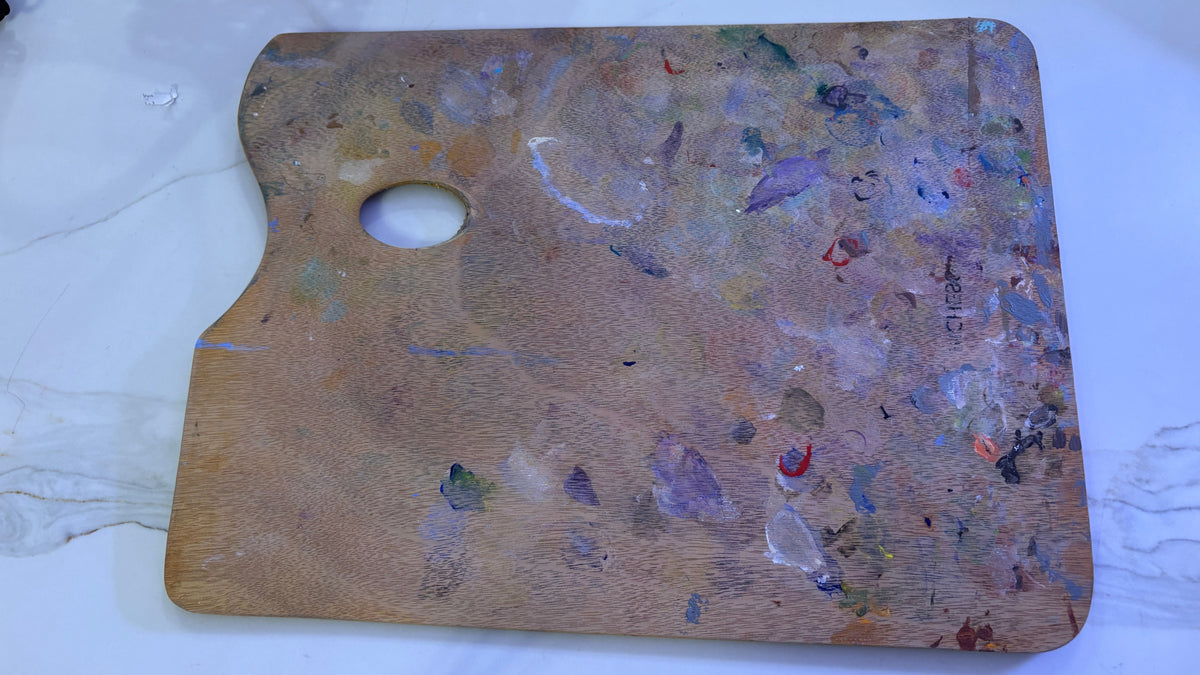 Vintage Jack Richeson Rectangular Wooden Artist Palette with Thumbhole - Well-Loved Patina