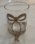 New Open Box Elegant Viral Coquette Gold Rhinestone Bow Handle Glass Mug - Bling Glam Tea & Coffee Cup