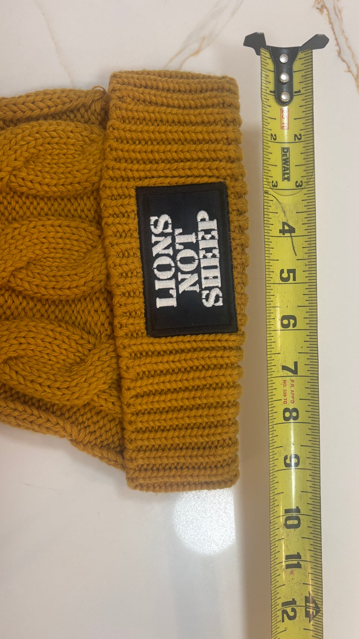 Lions Not Sheep Mustard Yellow Cable Knit Pom Beanie Hat - Winter Skully