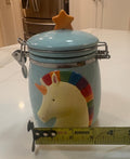 Boston Warehouse Rainbow Unicorn Hinged Ceramic Canister Jar - "Today Will Be Magical"