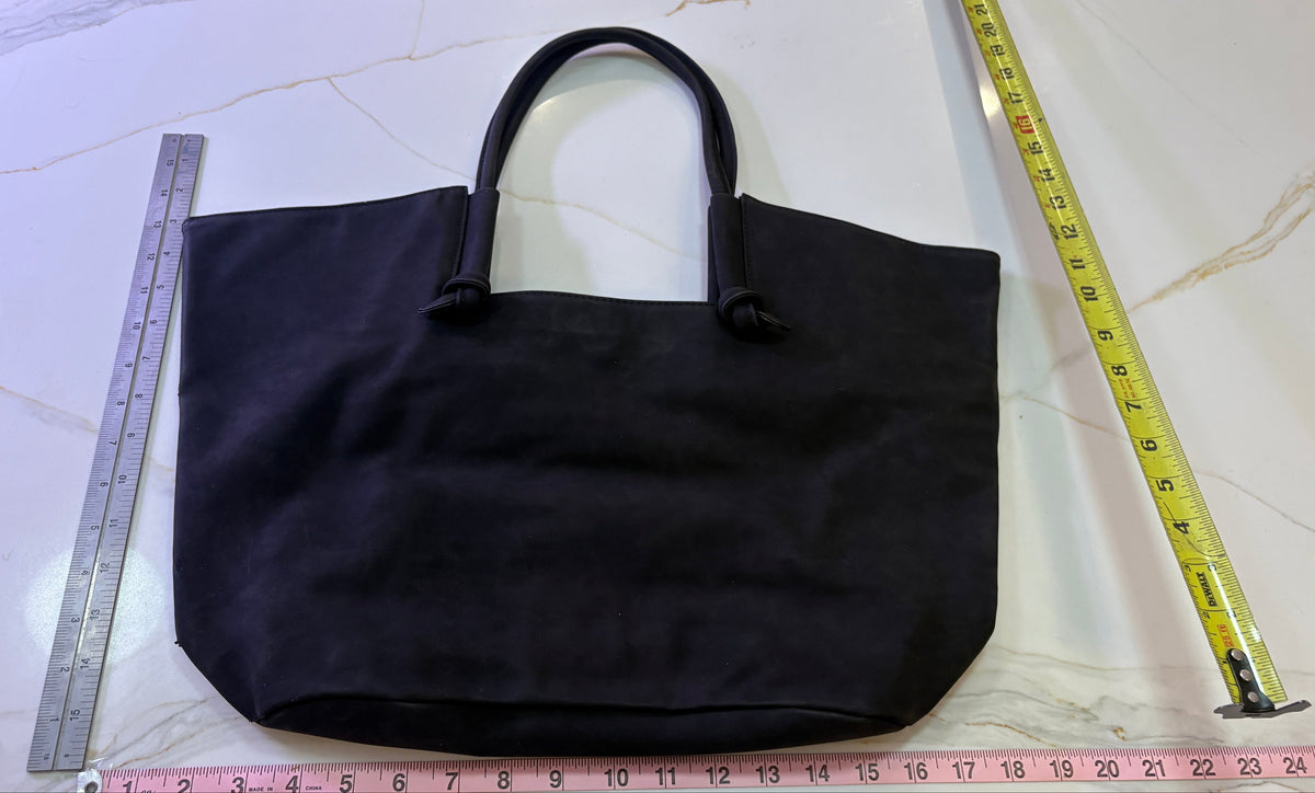 by Anthropologie Matte Black Slouchy Tote Bag with Detachable Pouch Set
