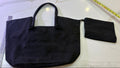 by Anthropologie Matte Black Slouchy Tote Bag with Detachable Pouch Set