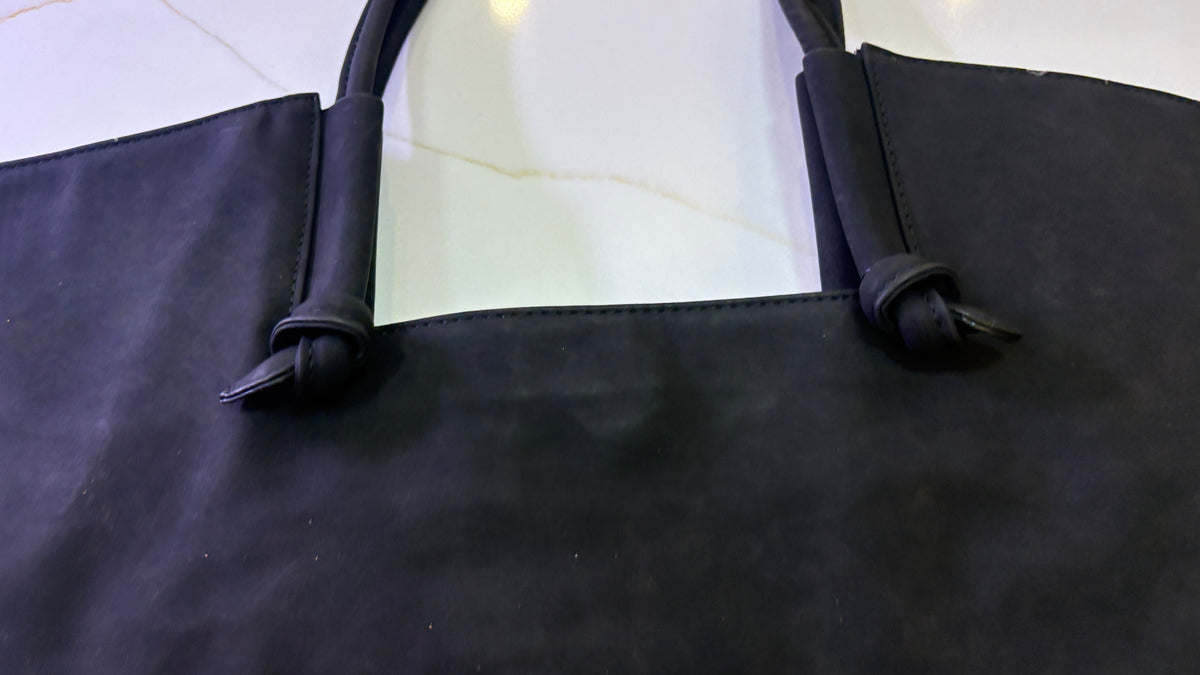 by Anthropologie Matte Black Slouchy Tote Bag with Detachable Pouch Set