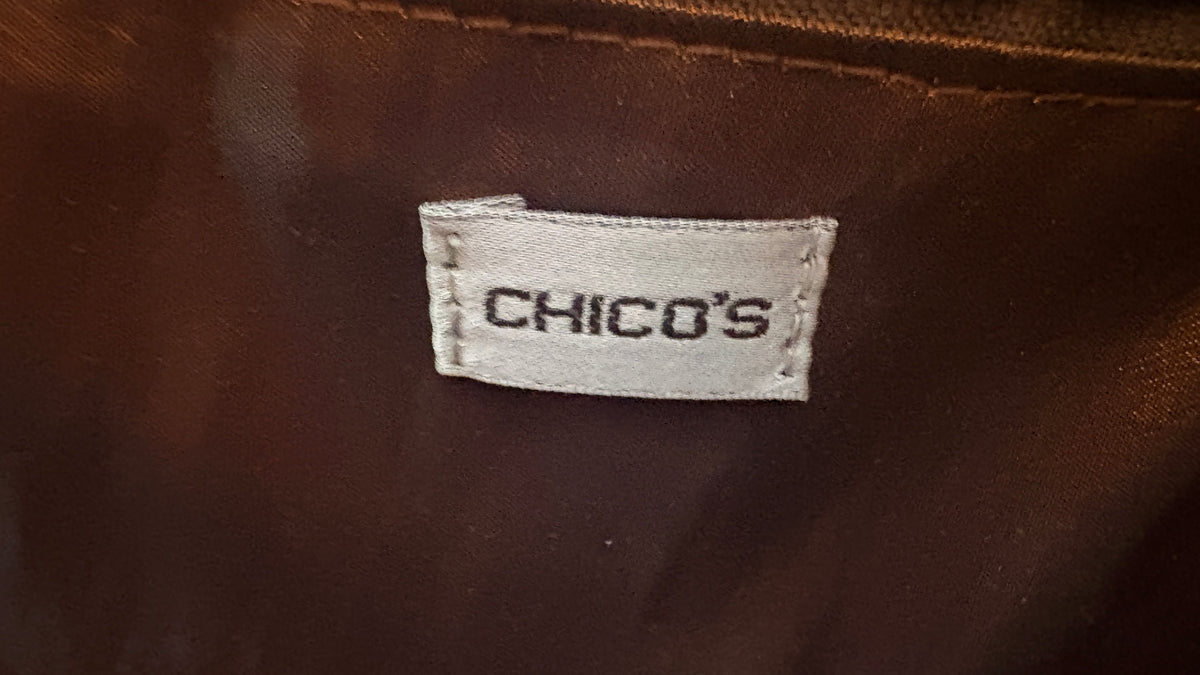 New Chico's Woven Straw Floral Applique Shoulder Tote Bag