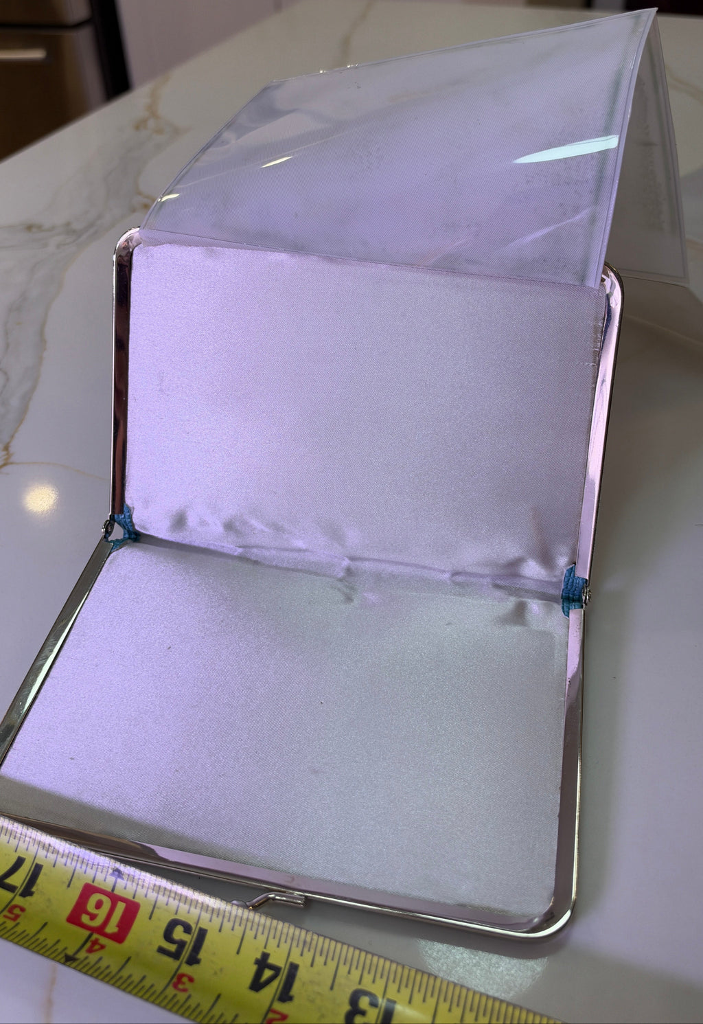 Mid-Century Tiffany Blue Faux Lizard Kiss-Lock Wallet & Photo Organizer