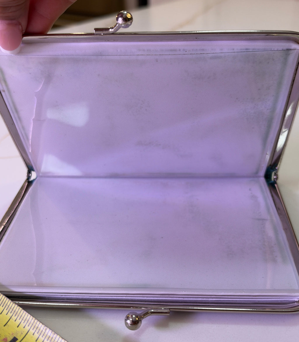 Mid-Century Tiffany Blue Faux Lizard Kiss-Lock Wallet & Photo Organizer