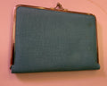 Mid-Century Tiffany Blue Faux Lizard Kiss-Lock Wallet & Photo Organizer