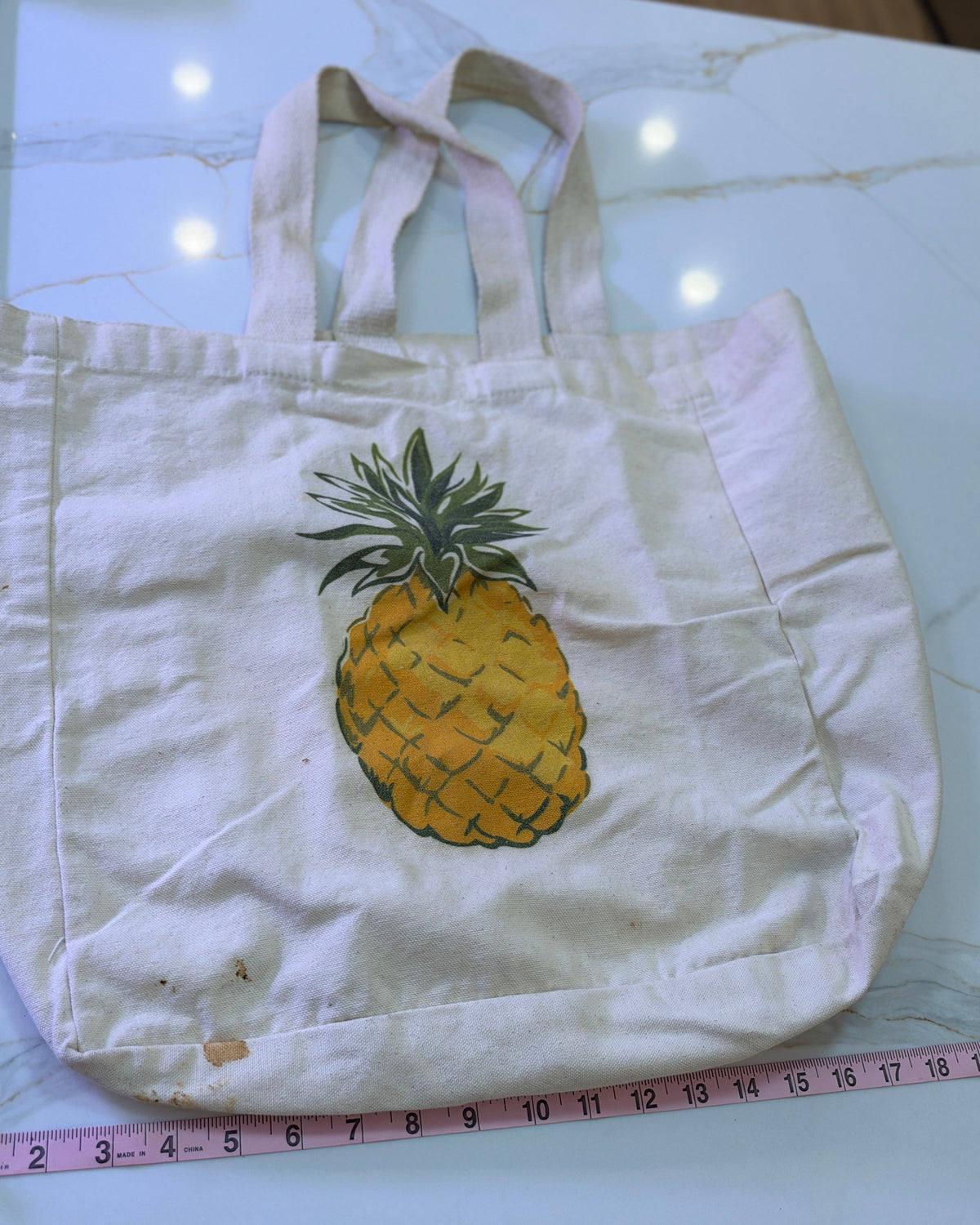 Casual Pineapple Graphic Canvas Tote Bag – Natural Cream Everyday Market Shopper