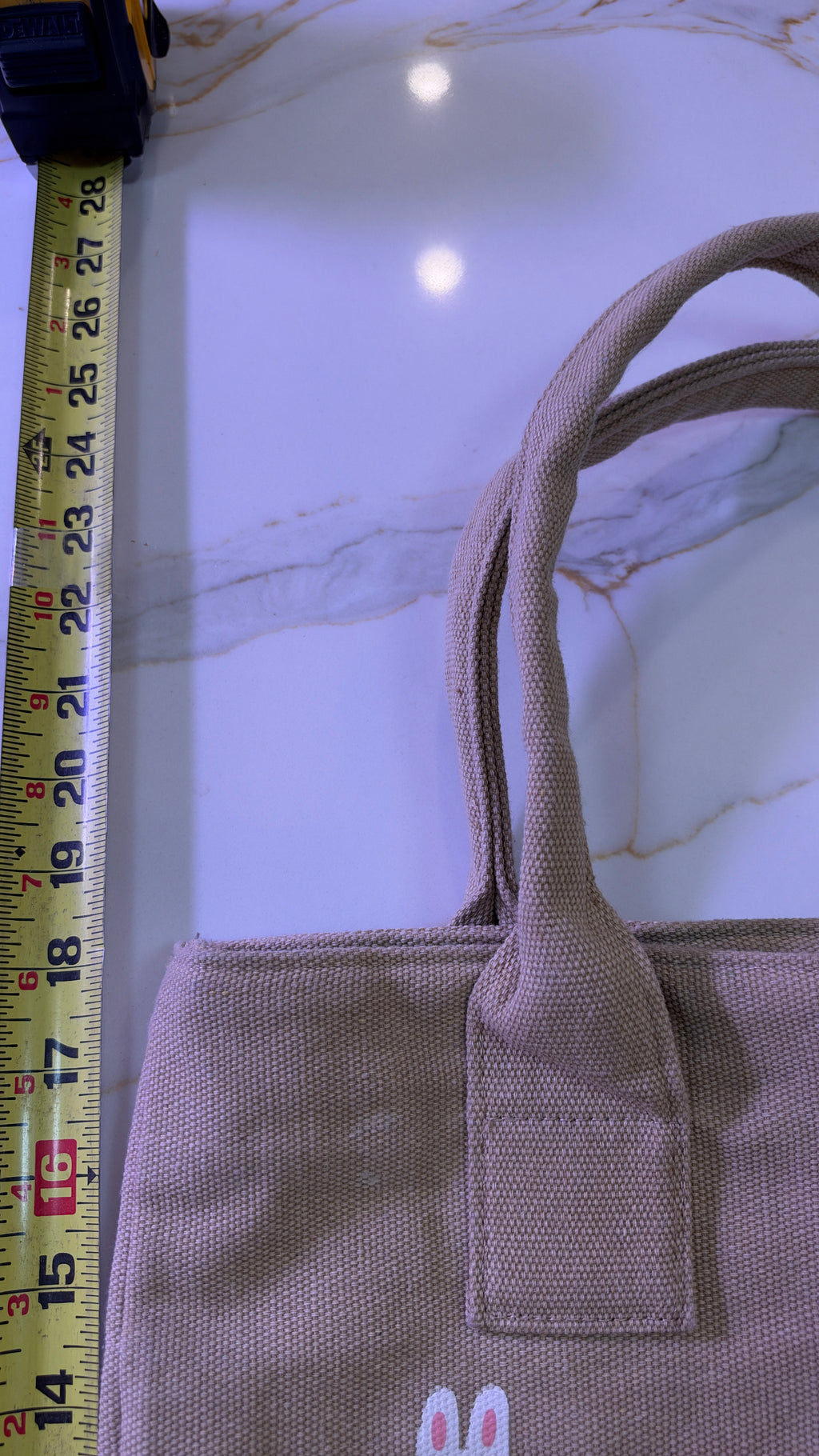 New Kawaii "I Am A Happy Little Rabbit" Canvas Bunny Tote Bag – Khaki Brown Multi-Graphic Shoulder Purse