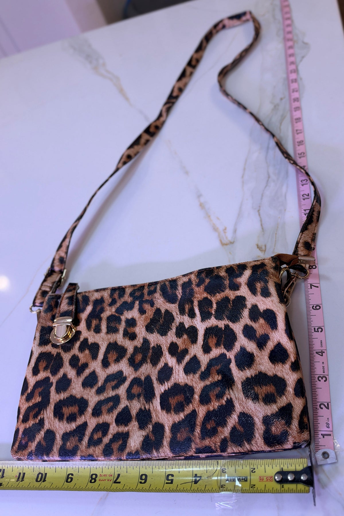 New Vera Bradley Leopard Print Faux Leather Crossbody Bag – Gold-Tone Hardware & Accordion Compartments