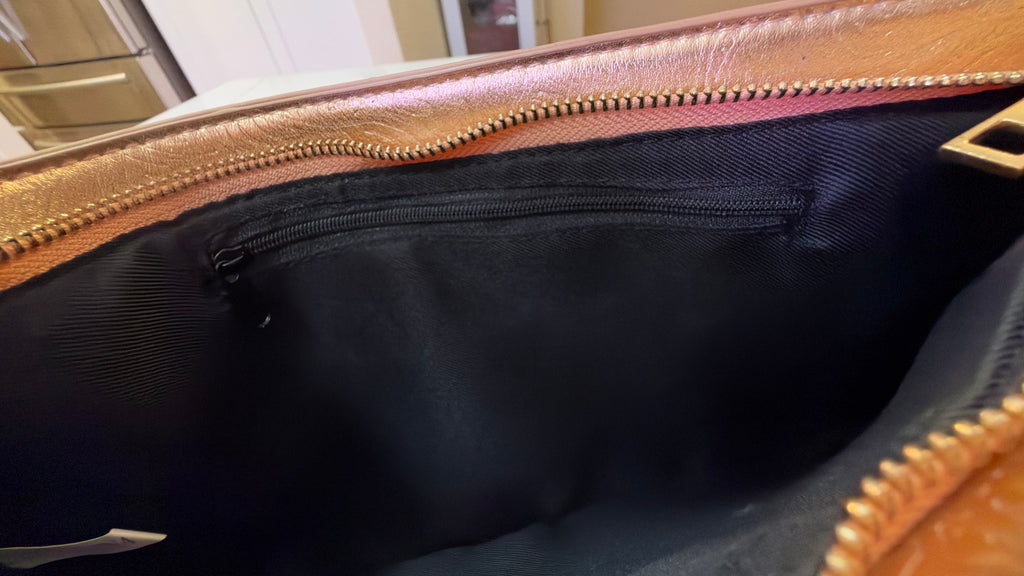 Vintage Metallic Rose Gold Embossed Floral Wristlet Clutch – Elegant Evening Purse