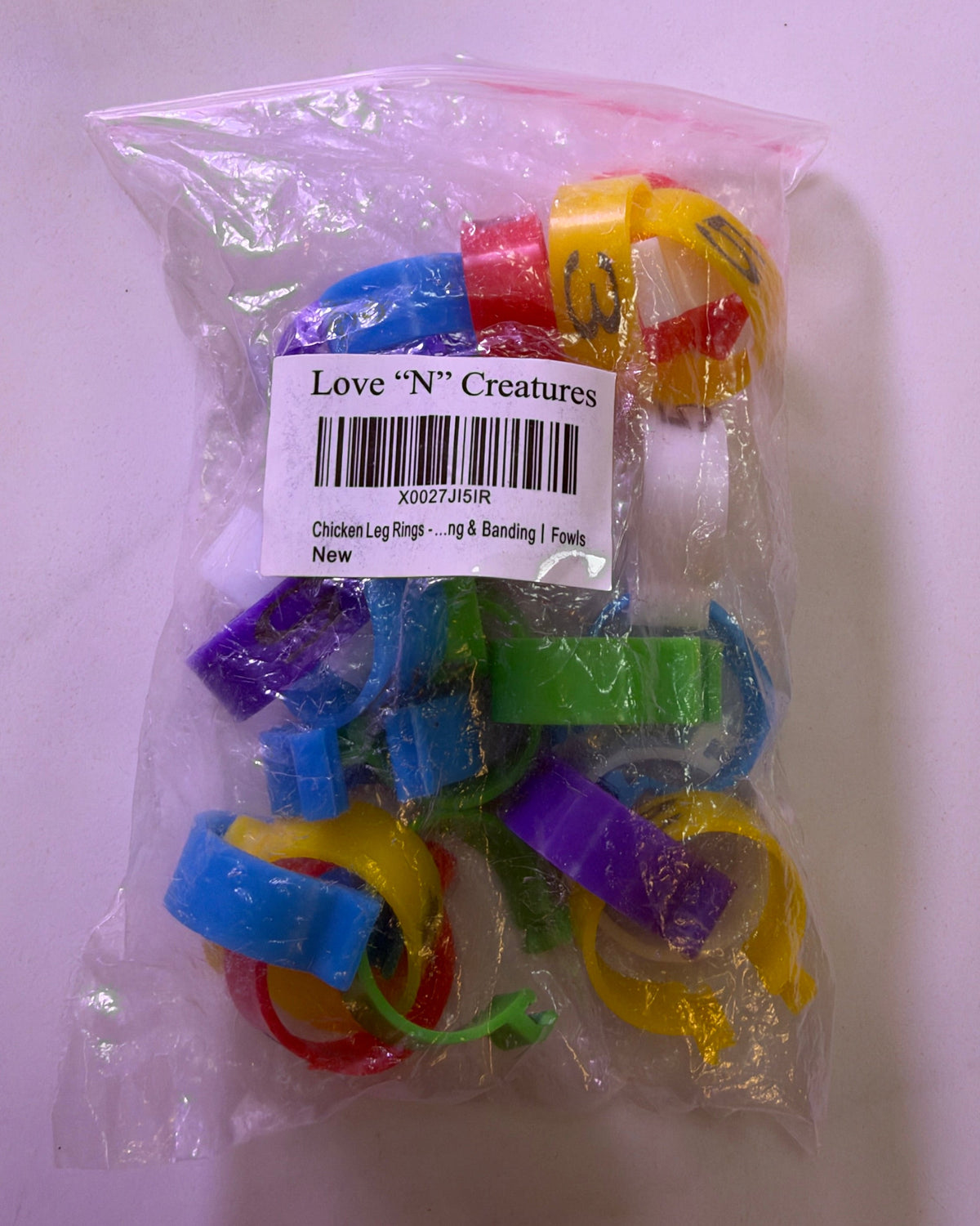New Love "N" Creatures Numbered Chicken Leg Rings – Multi-Color Poultry Banding Tags Pack