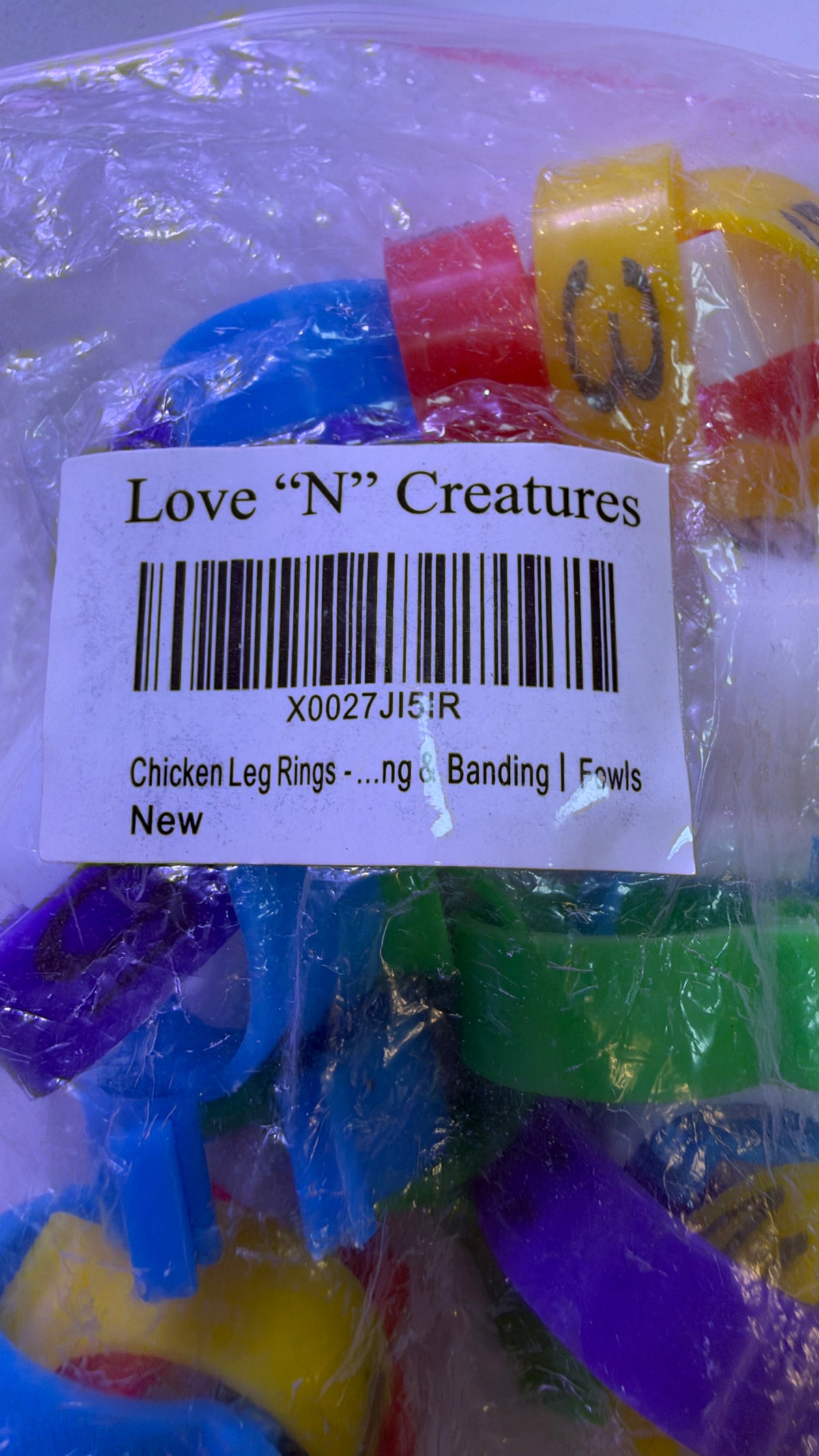 New Love "N" Creatures Numbered Chicken Leg Rings – Multi-Color Poultry Banding Tags Pack