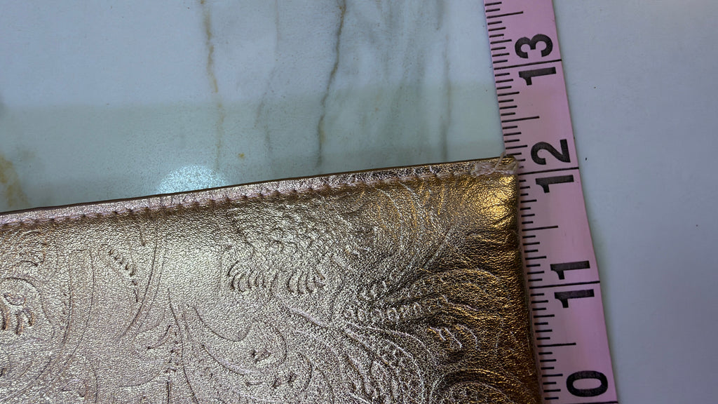 Vintage Metallic Rose Gold Embossed Floral Wristlet Clutch – Elegant Evening Purse