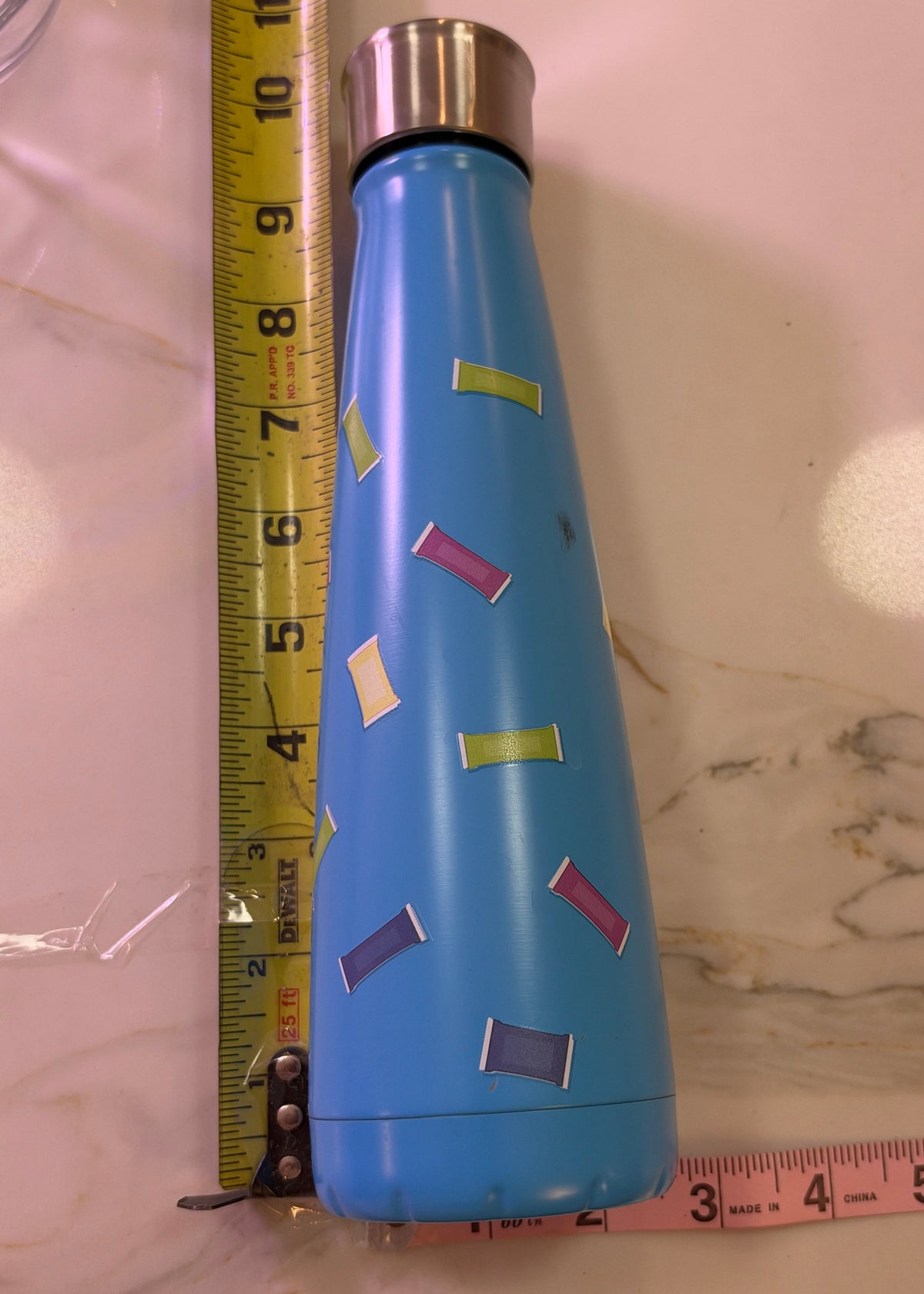 S'ip by S'well 15-oz Double-Walled Stainless Steel Water Bottle – Candy Sprinkle Blue