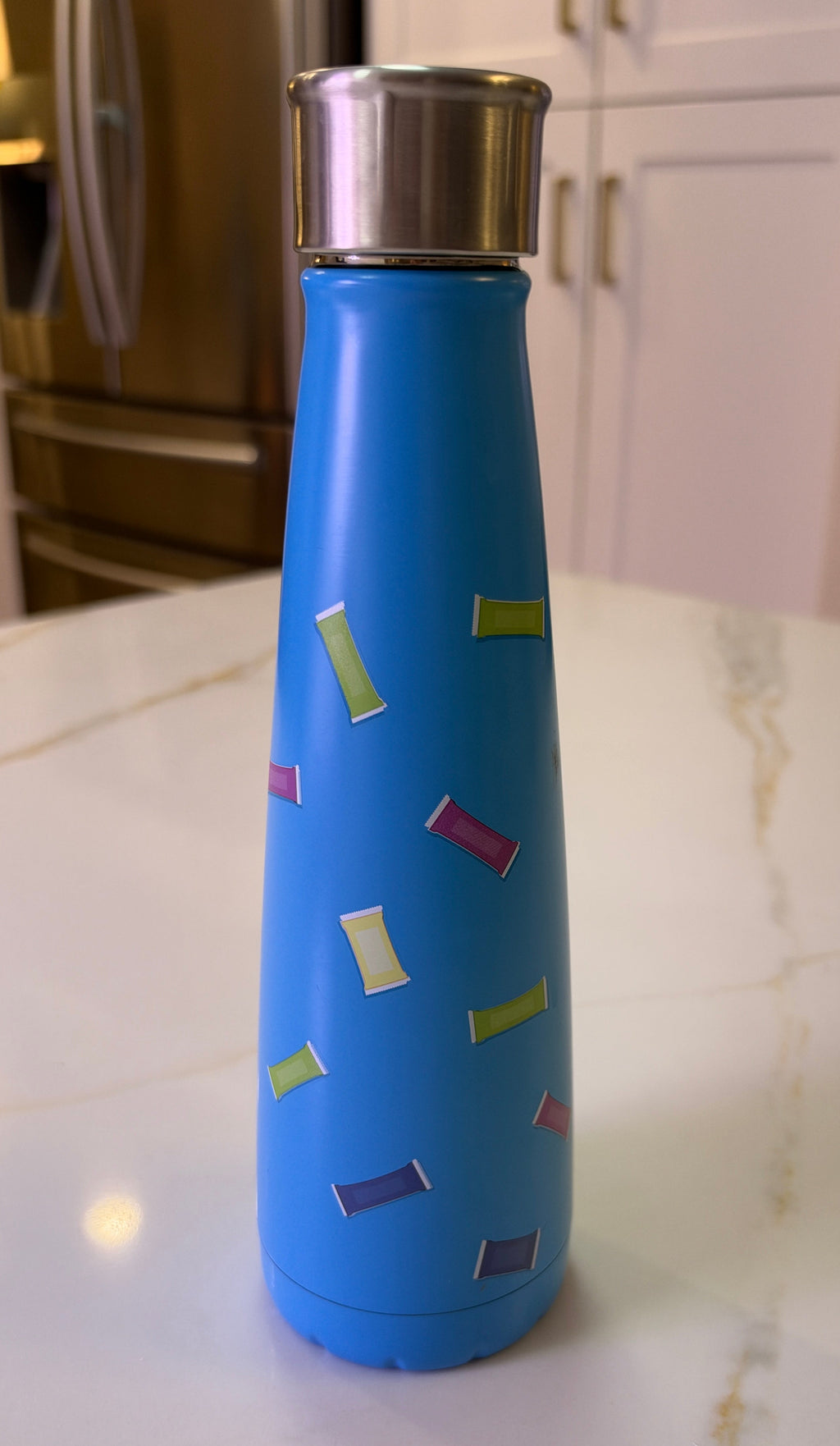 S'ip by S'well 15-oz Double-Walled Stainless Steel Water Bottle – Candy Sprinkle Blue