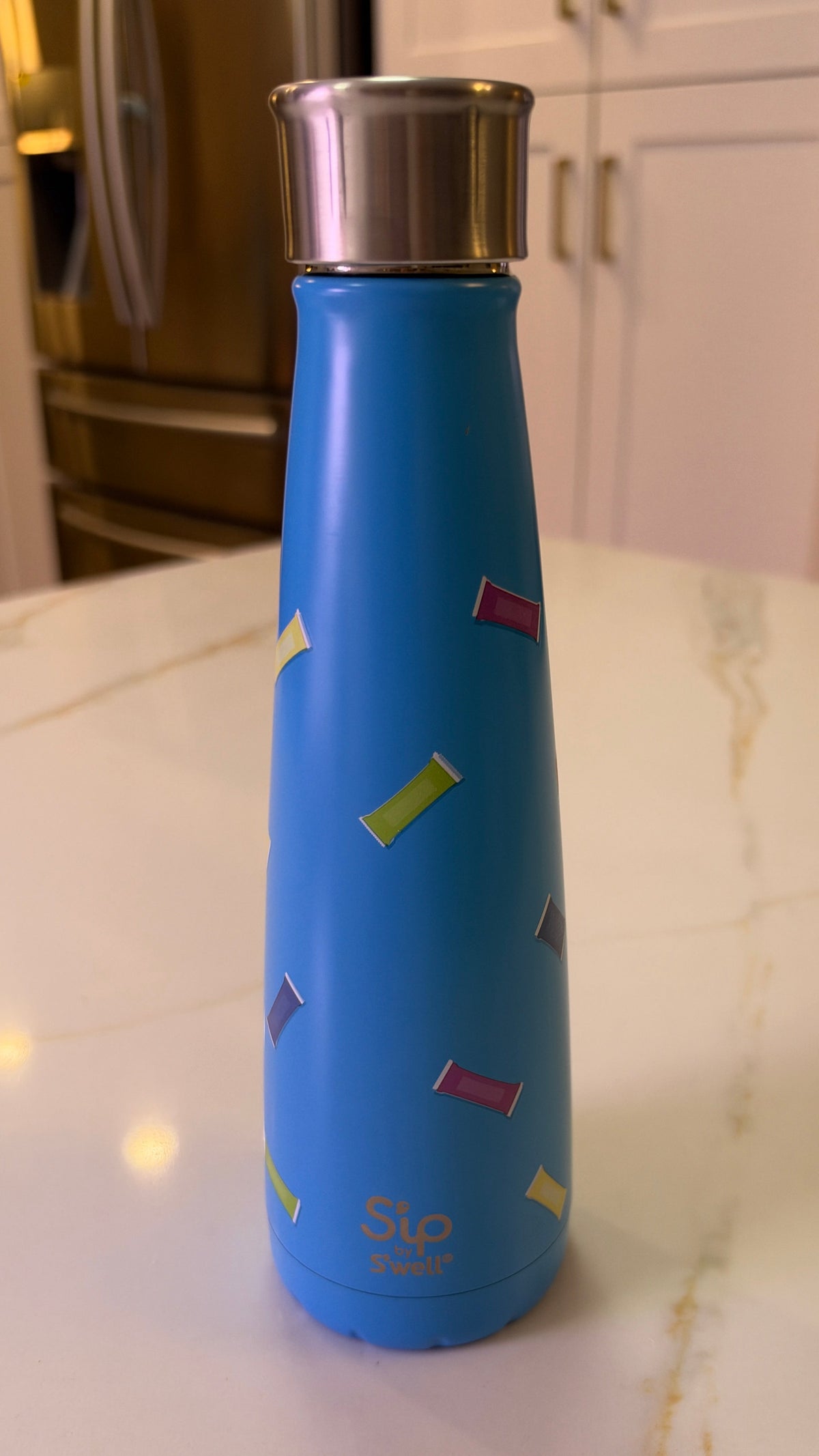 S'ip by S'well 15-oz Double-Walled Stainless Steel Water Bottle – Candy Sprinkle Blue