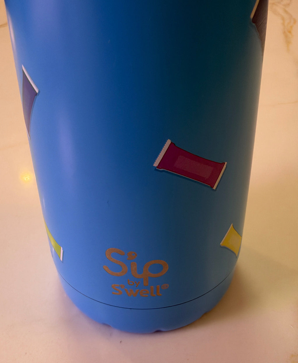 S'ip by S'well 15-oz Double-Walled Stainless Steel Water Bottle – Candy Sprinkle Blue