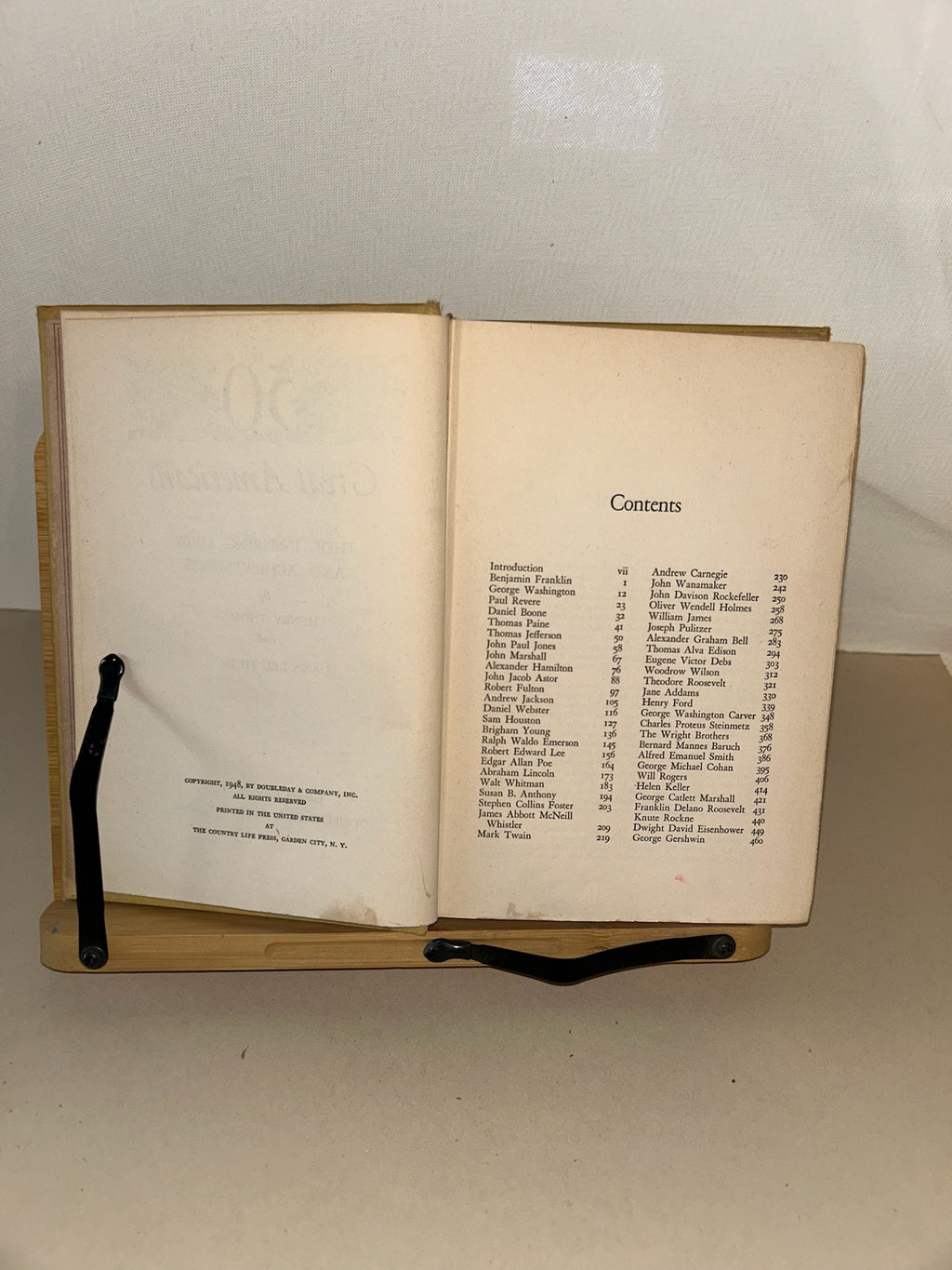 50 Great Americans: Their Inspiring Lives and Achievements — Henry Thomas & Dana Lee Thomas — 1948 Doubleday Vintage Hardcover