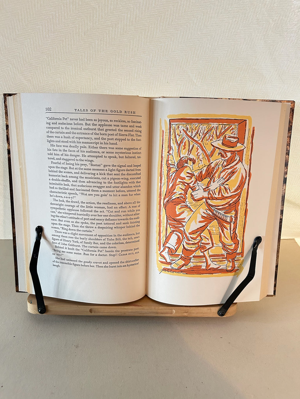 Bret Harte’s Tales of the Gold Rush – Illustrated by Fletcher Martin, Introduction by Oscar Lewis – 1944 Heritage Press Hardcover with Slipcase & Sandglass