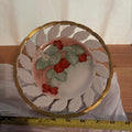 VINTAGE Betson Hand-Painted Strawberry Porcelain Plate | Reticulated Leaf Border | Gold Rim | Japan