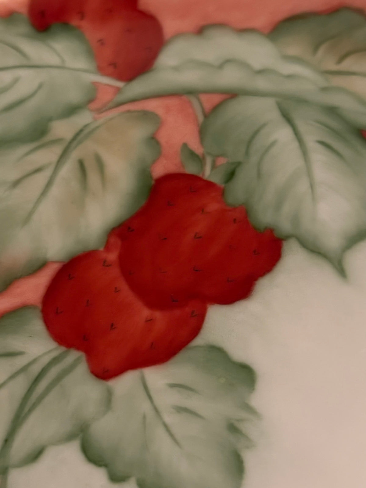 VINTAGE Betson Hand-Painted Strawberry Porcelain Plate | Reticulated Leaf Border | Gold Rim | Japan