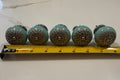 Vintage Turquoise Ceramic Cabinet Knobs with Metal Filigree - Set of 5 Dresser Drawer Pulls