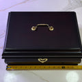 Large Vintage Cherry Wood Jewelry Box - Brass Handle & Removable Velvet Organizer Tray