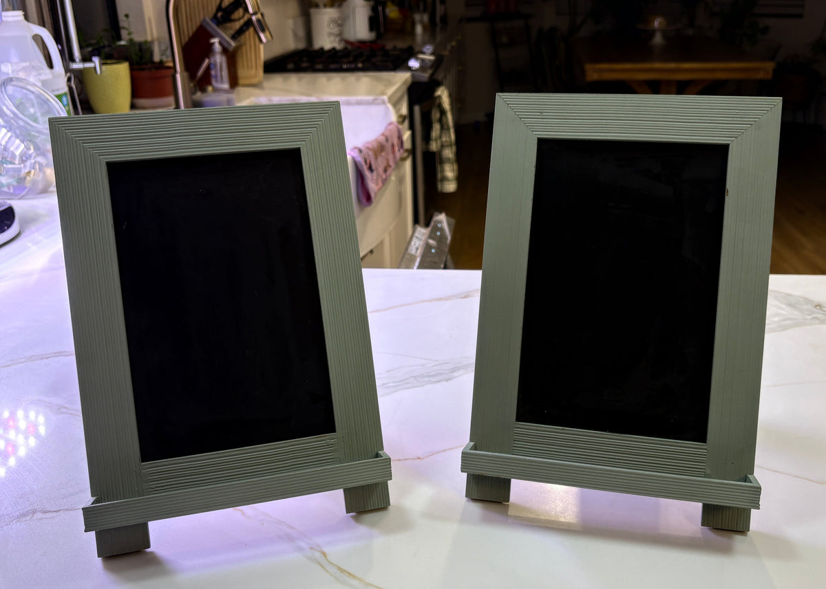 Vintage Style Sage Green Countertop Chalkboard Signs with Chalk Ledges - Pair of 2