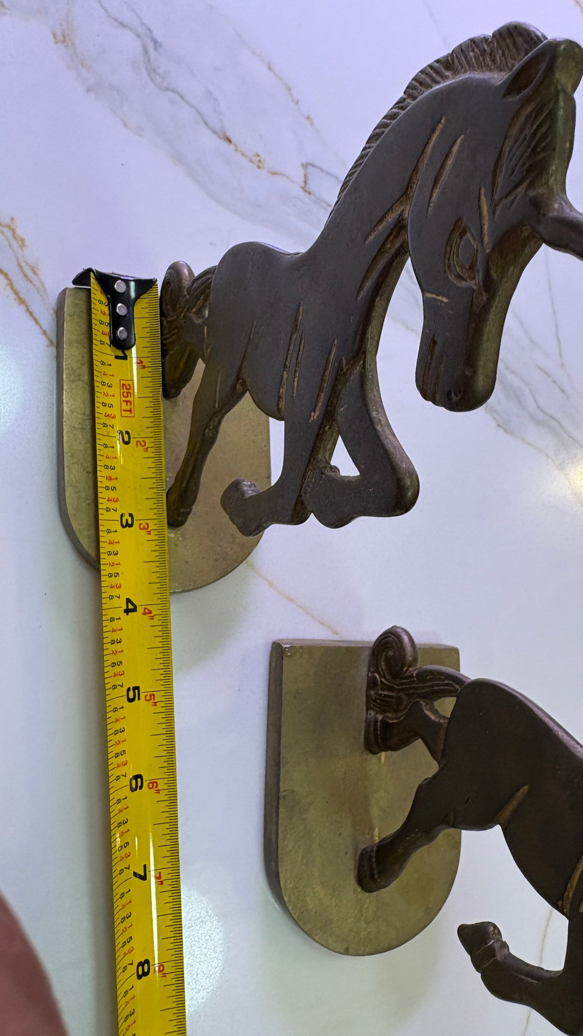 Vintage 1970's Brass Rearing Unicorn Bookends - Solid Heavy Metal Shelf Organizers - Pair of 2