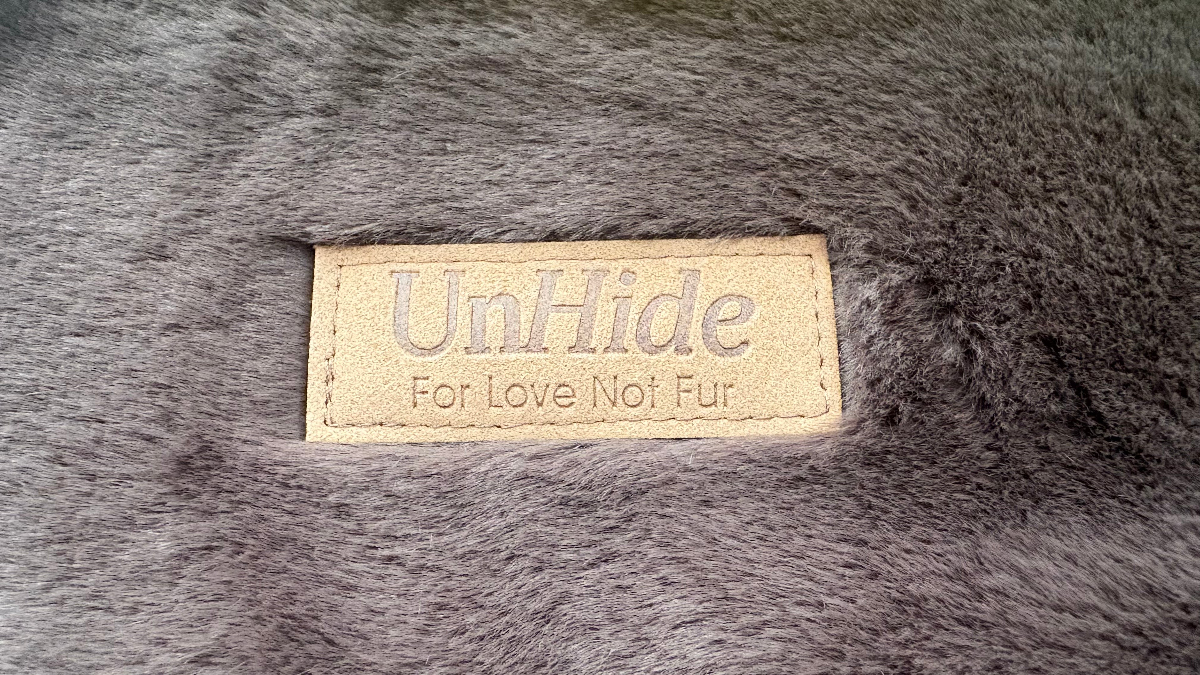 New UnHide Faux Fur Blanket – Brown/Taupe Plush “For Love Not Fur” Throw