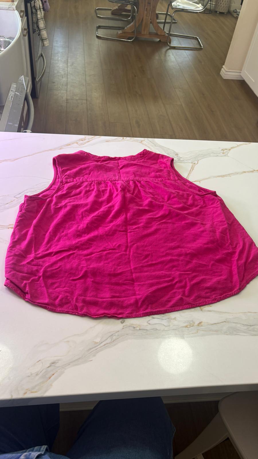 Torrid Plus Size , XXL, 2xl, Hot Pink Cotton Sleeveless Henley Tank Top - Double Pocket Blouse