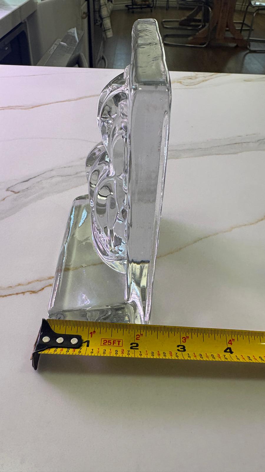 Vintage Pair of New Martinsville Clear Glass Clipper Ship Bookends, Coastal Nautical Office Library Bookshelf Decor - Pair of 2